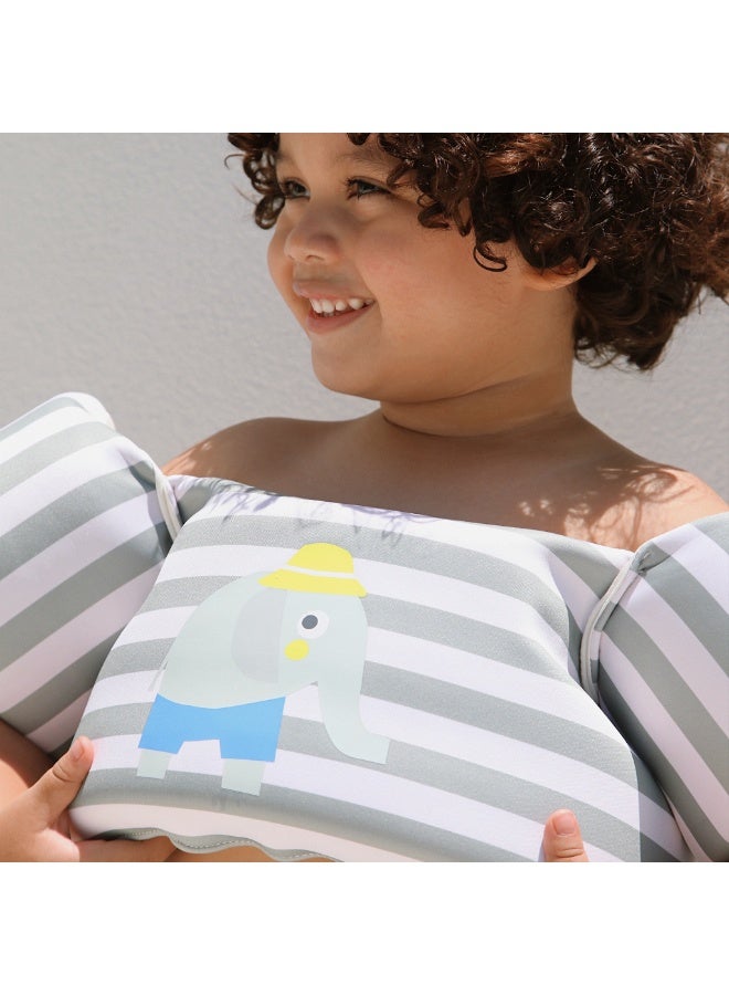 SUNNY LIFE Kids Swim Float Vest Jacket with Arm Bands for Ages 3-6 Years – Adjustable Buckle, Learn-to-Swim Training Aid, Green Stripe Elephant Design - Image 5